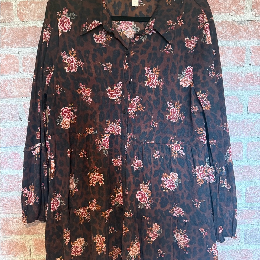 Style & Co. Brown Floral Tunic
